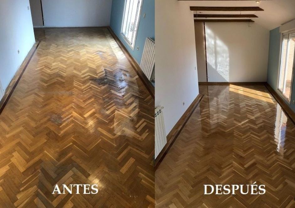 Antes y después acuchillado parquet Cádiz